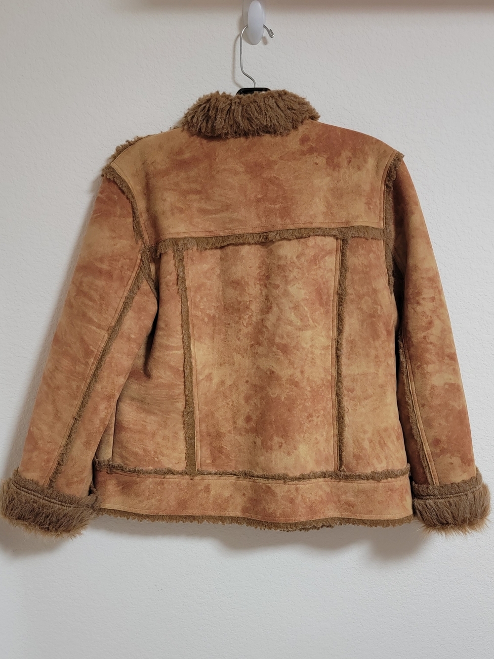 Paparazzi Tan/Brown Faux Shearling Trim Suede Jacket - Picture 5 of 5